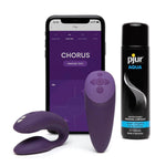 Chorus Remote Control Couples Vibrator Purple Personal Massager & Pjur Aqua Water Based Personal Lubricant 3.4 Fl Oz - Couples Sex Toys Bundle