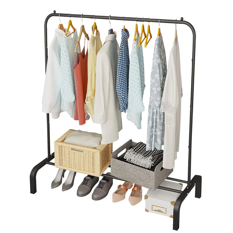 Metal Clothing Rack, 43.3 Inches Garment Rack With Bottom Shelf For Hanging Clot