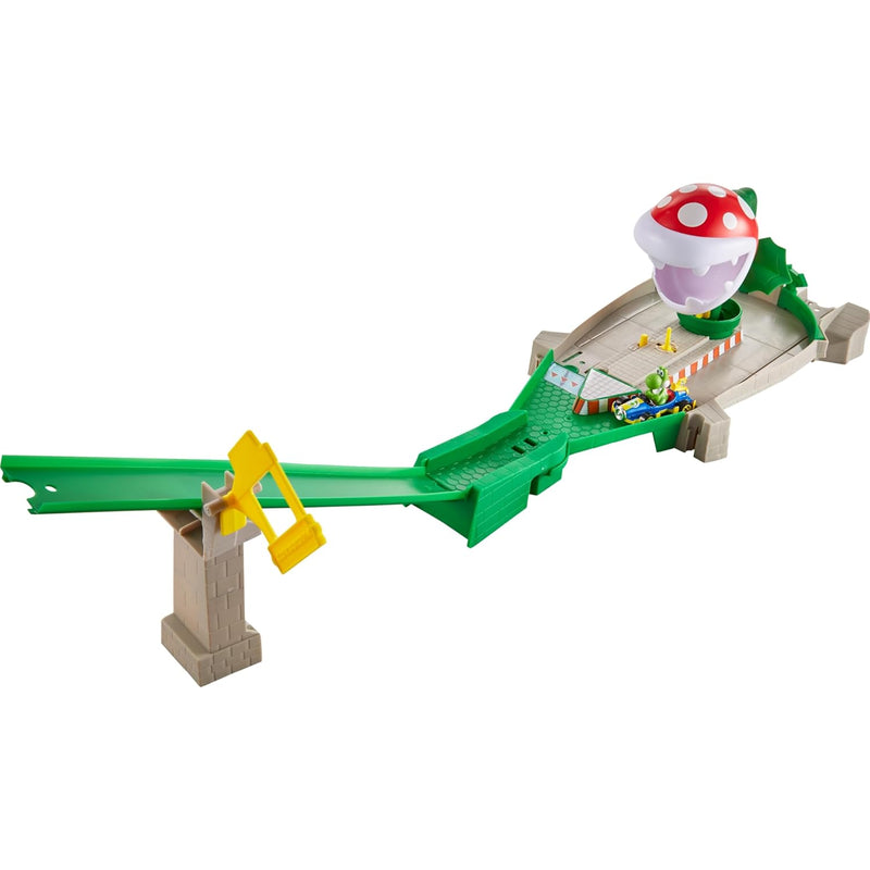 Hot Wheels Mario Kart Track Set & Toy Car, Piranha Plant Slide Playset with