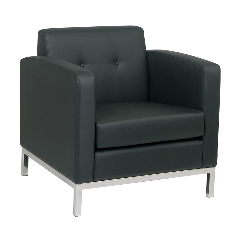 Osp Home Furnishings Wall Street Faux Leather Armchair With Box-Spring Cushion