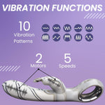 Rabbit Vibrators With Dual Motor & Heated Function For Clitoris G-Spot Stimulation, 10 Vibrations & 5 Speeds Super Strong Vibrator, Women Sex Toys, Dildo For Women Pleasure, Adult Sex Toy For Women