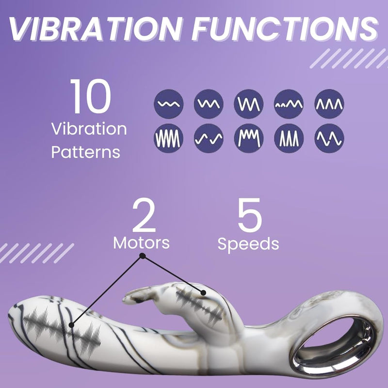 Rabbit Vibrators With Dual Motor & Heated Function For Clitoris G-Spot Stimulation, 10 Vibrations & 5 Speeds Super Strong Vibrator, Women Sex Toys, Dildo For Women Pleasure, Adult Sex Toy For Women