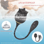 G Spot Rose Vibrator with Vibrating Egg and Dildo Stimulator, Black