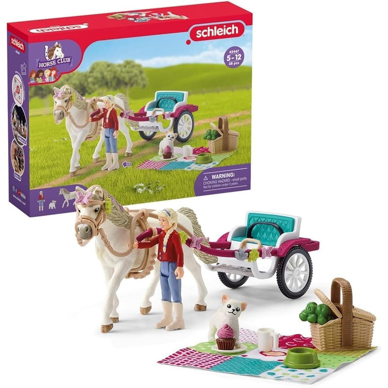 Schleich Horse Club, Horse Toys for Girls and Boys, Carriage Ride with Picn