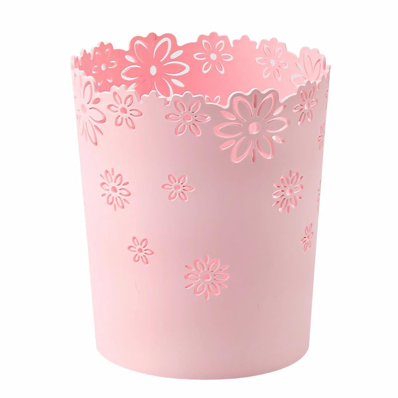 Desktop Storage Trash Can Wastebasket Hollow Flower Shape Plastic Lidless Wastep