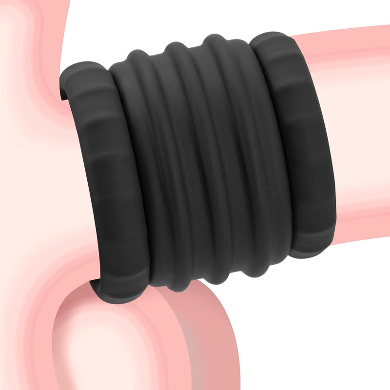 Double Penis Ring For Men - Black Silicone Cock Ring For Harder Longer Stronger Erections - Erection Enhancing Male Sex Toy