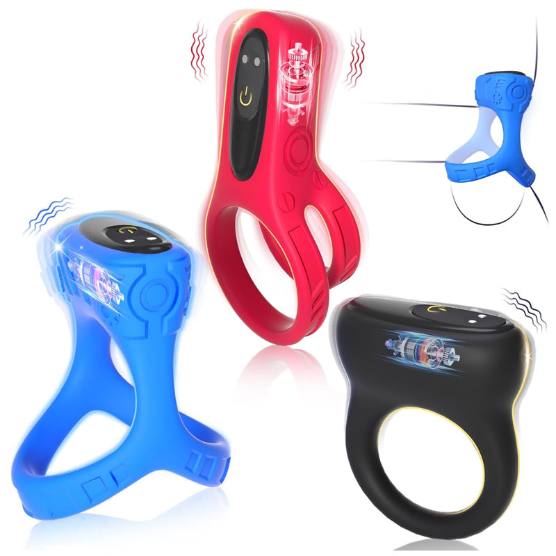 Vibrating Cock Ring For Clitoris Penis Taint Testicle Pleasure, 3 Pcs Silicone Penis Ring Vibrator, Couples Adult Sex Toys For Men Women, 9 Vibrations Male Couple Sex Toy For Men Erection Sex