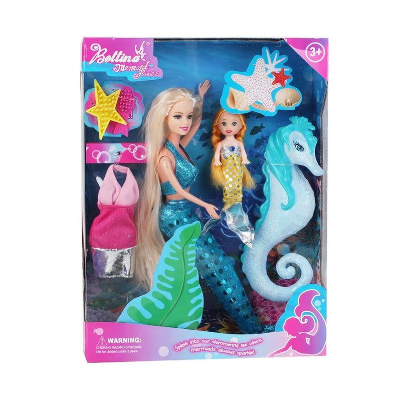 Mermaids Princess Doll With Little Mermaid Doll & Seahorse Play Set Mermaid