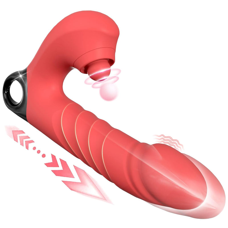 Thrusting Vibrating Dildo, 3 In 1 Female G Spot Vibrator With Clitoral Stimulator, Women Adult Sex Toys 3 Thrust 5 Pulsating 10 Vibrating Modes, Rabbit Sex Toy Dildo For Women Couples Pleasure