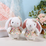 Flower Girl Stuffed Animal Bunny Plush Toy With Embroidered Flower 10" Cute Bunny Doll Bride Gifts For Wedding Party Proposal Decorations (2 Pcs)