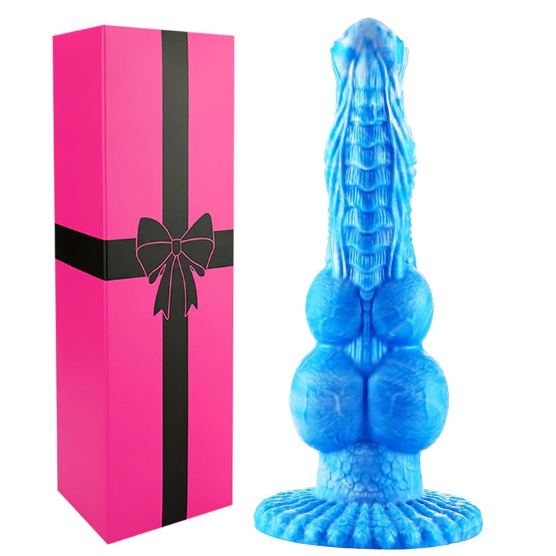 Silicone Monster 2 Knots Dildo With Suction Cup, 9 Inch Soft Large Fantasy Animal Horse Wolf Dildo Long Anal Plug, Huge Dragon Penis Blue Xl Dog Knot Dildo Thick Sex Toys For Women Men Lesbians Gay