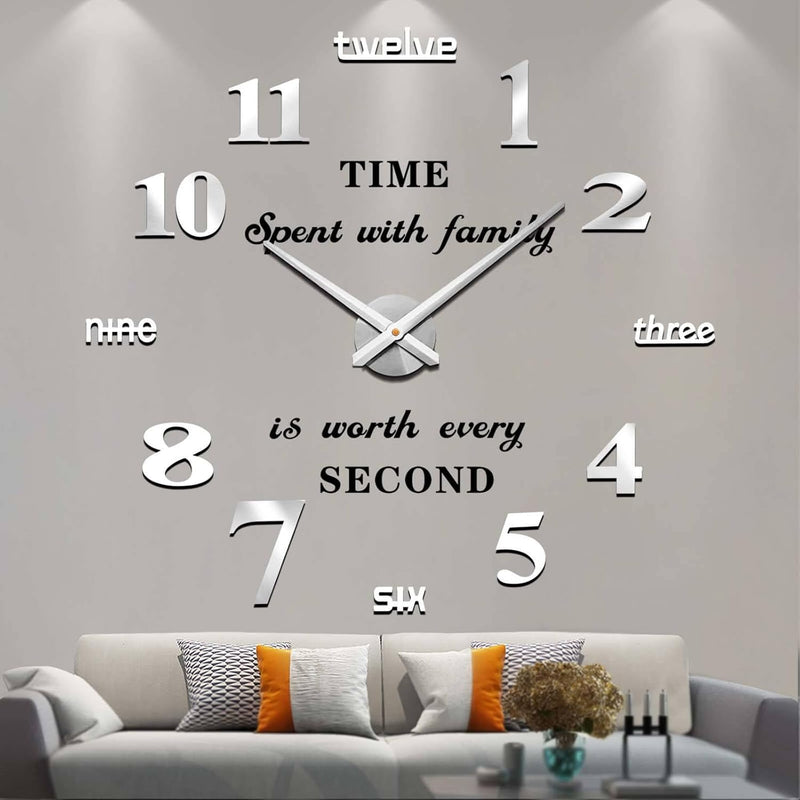Large Wall Clocks For Living Room Decor, Diy Wall Clock Modern 3D Wall Clock W