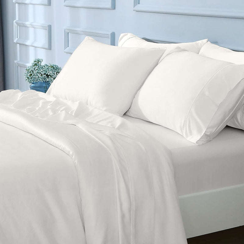 Cooling Sheets Queen Size For Hot Sleeper, Breathable Luxury Soft Bamboo Sheet
