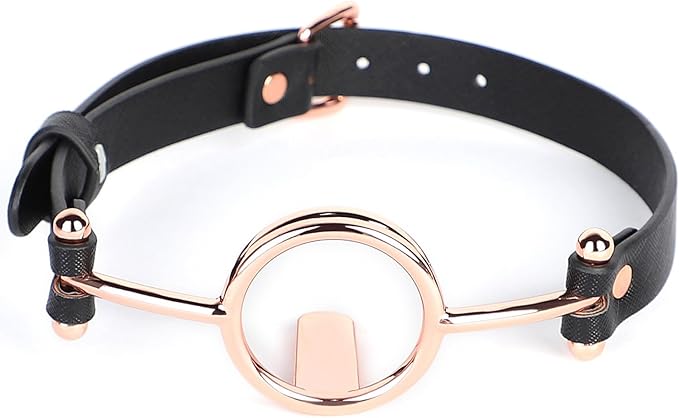 Metal Open Mouth Gag Bdsm Oral O Ring Gag Bondage Restraints For Female Flirting Tongue Depressor Sex Toys Erotic Adult (Gold)