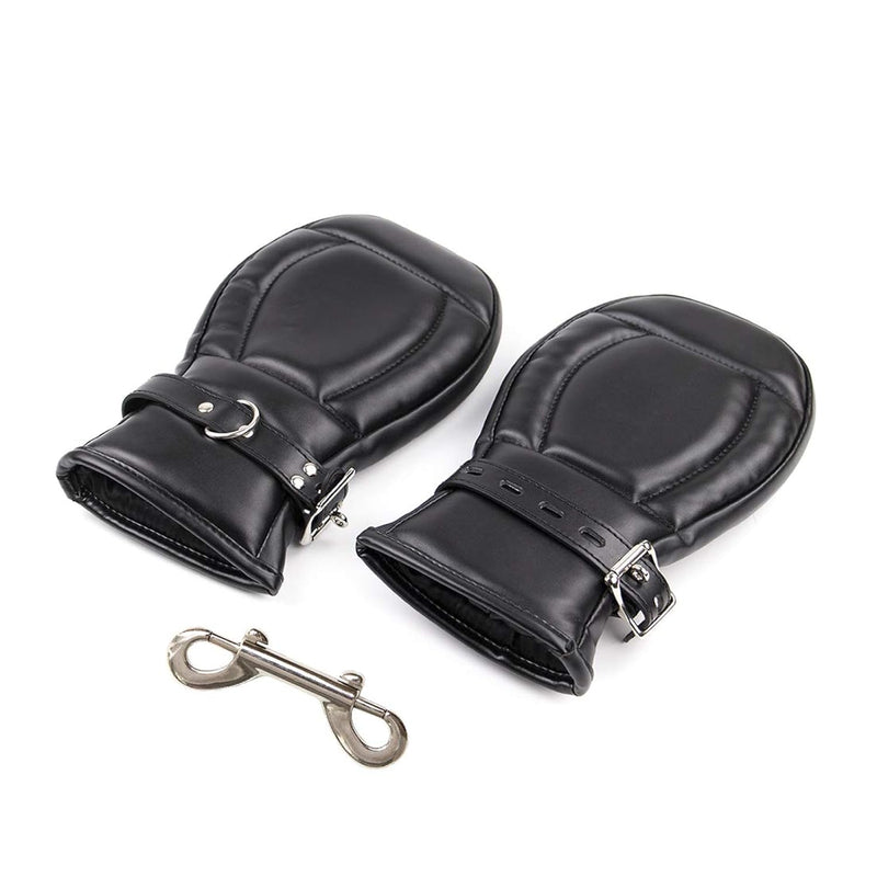 Leather Restraints Mitts Adult Sm Game Boxing Hand Wraps Bondage Hand-Cuffs Fetish Sex Toys Abusing Glove (Black)