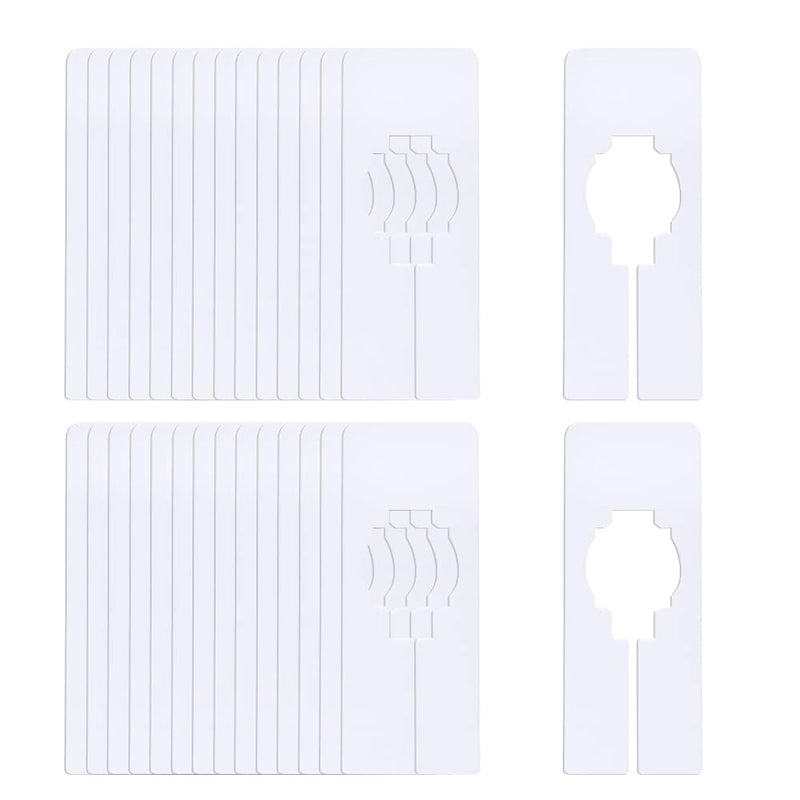 30 Piece White Rectangular Clothing Rack Size Dividers, Rectangular Blank Closet