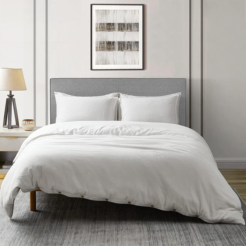 Linen Duvet Cover Set - French Linen Cotton Blend Natural Flax Soft Breathable