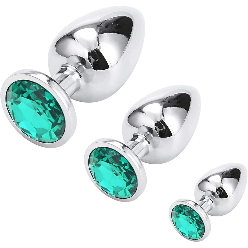 Anal Butt Plug, Small + Medium + Big Set Fetish Safety Metal Anal Butt Plug Anal Plug Hook With Crystal Diamond Beginner 27Mm-33Mm-41Mm Anal Stimulation Toy For Unisex Masturbation