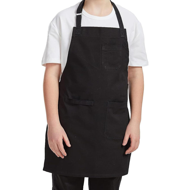 Kids Adjustable Black Apron for Kitchen Protection