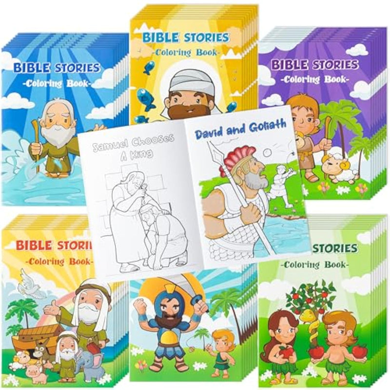 48 Pcs Christian Bible Stories Coloring Books for Kids, Jesus & Noah’s Ark Activity Booklets