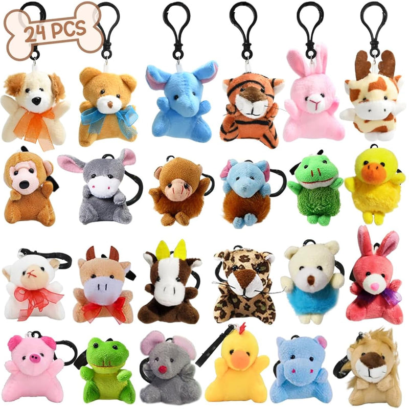 24Pcs Mini Animal Plush Toys Party Favors, Small Mini Plush Stuffed Animals