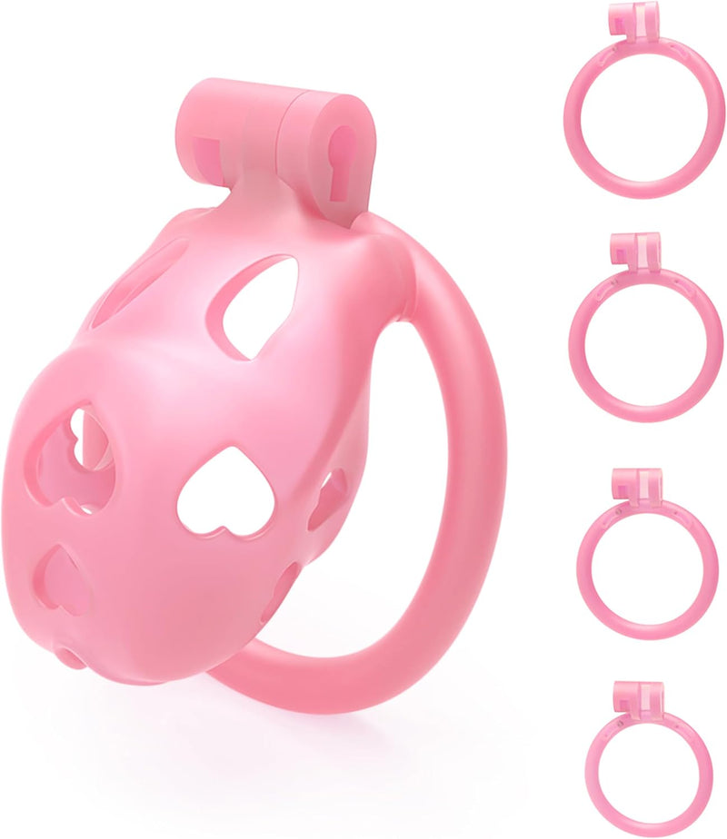 Lightweight Resin Chastity Cage – Discreet Male Device with Invisible Lock & 4 Rings