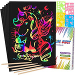 60 Pcs Rainbow Scratch Art Paper for Kids, Magic Black Scratch Pads & Craft Supplies
