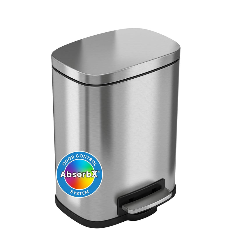 Softstep 1.32 Gallon Small Bathroom Stainless Steel Step Trash Can, 5 Liter Peda