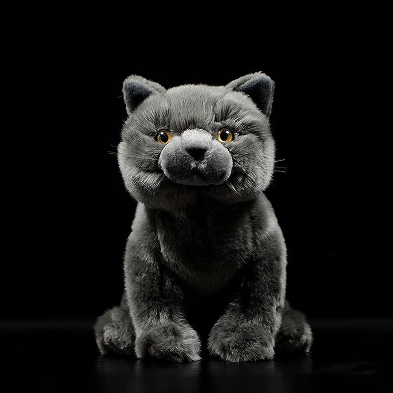 Simulation British Short Cat Plush Toy 11" Soft Realistic Gray Cat Stuffed Ani