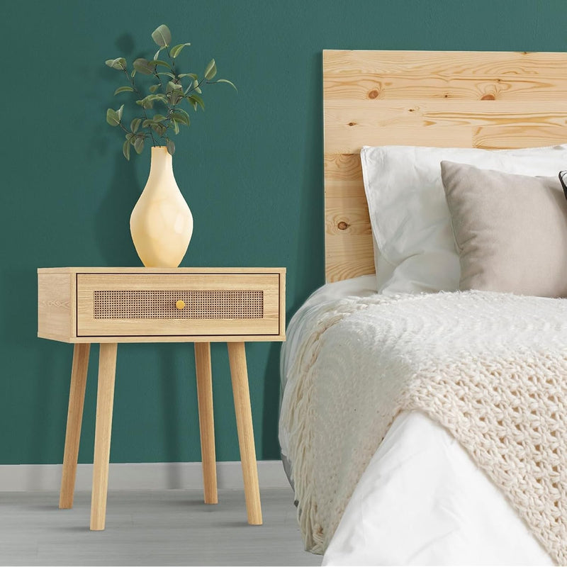 Loft & Luv Remy Boho Mid-Century Natural Storage Drawer, Finish Rattan End Tab