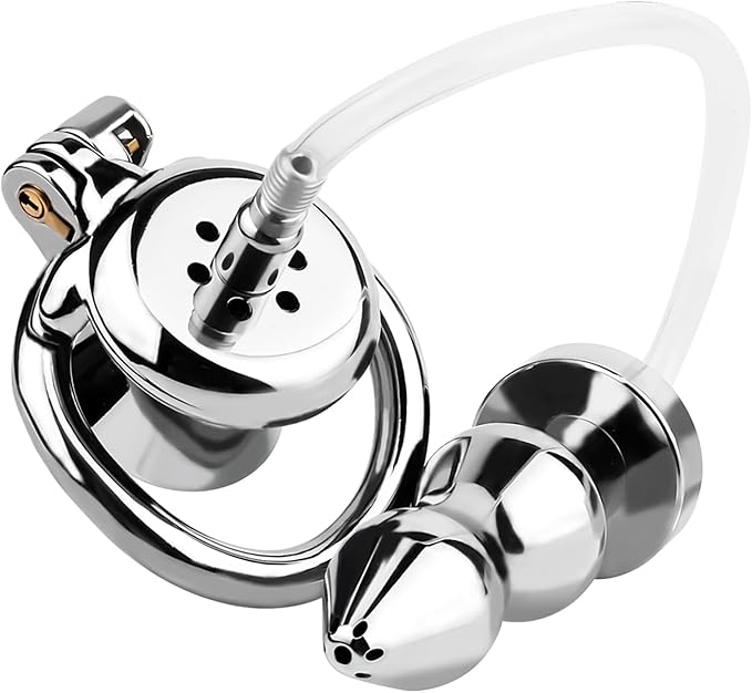 Cock Cage With Metal Anal Plug And Urethral Dilator Breathable Chastity Cage Male In 4 Sizes Sm Slave Sex Toys For Mens, Couples (Gs001-55Mm)