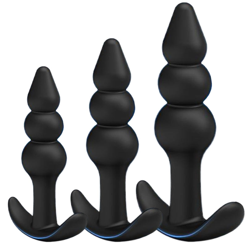 Anal Butt Plug Set For Comfortable Long-Term Wear 3Pcs Silicone Anal Sex Toys With Flared Base Anal Butt Trainer Kit Prostate Massage For Men And Women (A)