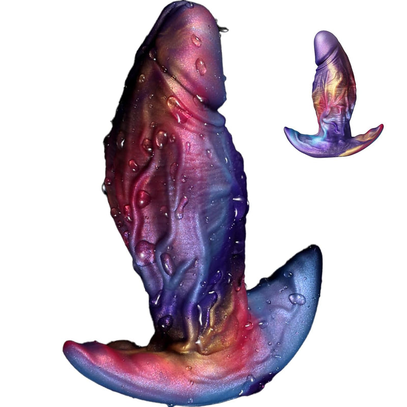 Strong Muscles Lines Anal Plug,Premium Liquid Silicone Wearable T-Shaped Base,Colorful Flexible G Spot Clitoral Vagina Anal Toy Trainer For Women Men Couples. (S)