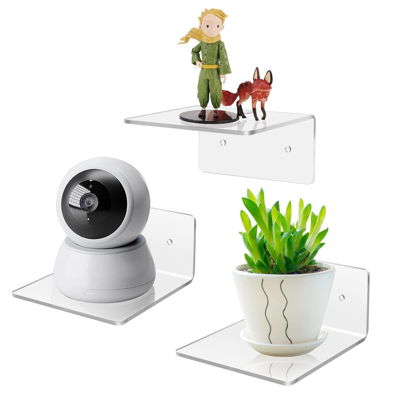3 Pack Small Floating Shelves For Wall, 4'' Small Adhesive Wall Shelves,Acryli