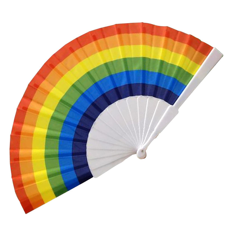 Rainbow Pride Folding Fan – 9In Handheld Clack Fan For Raves, Festivals & Para