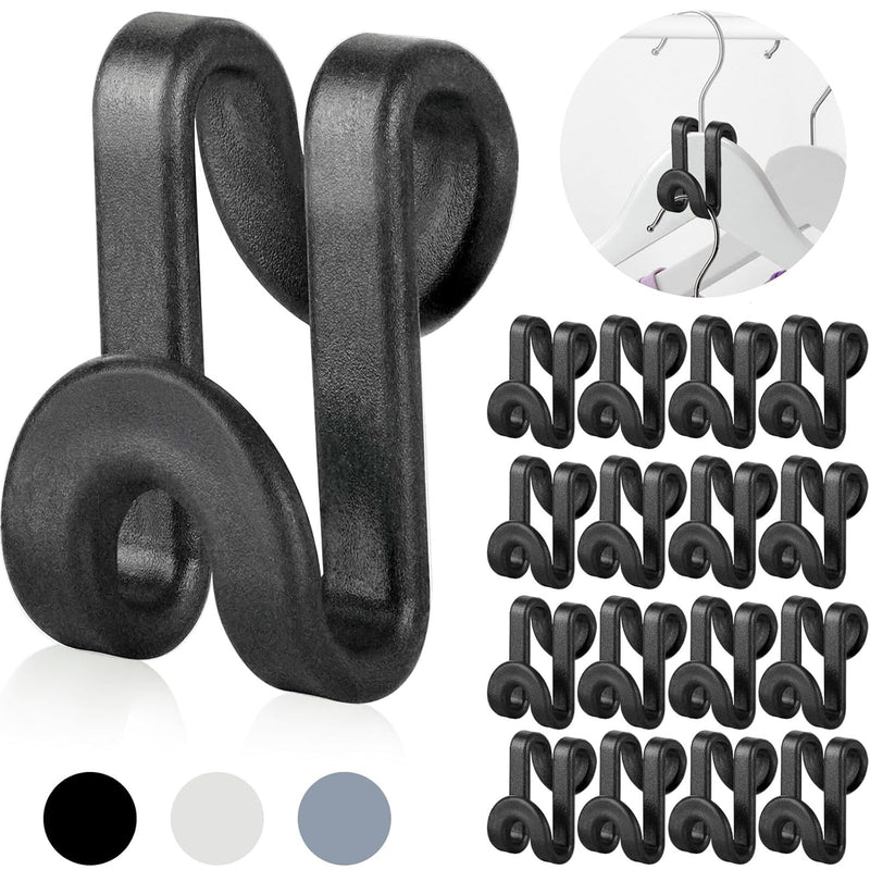Clothes Hanger Connector Hooks 60 Pcs, Hanger Extender Clips, Heavy Duty Plastic