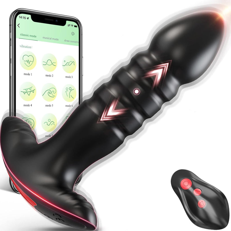 Anal Plug Vibrator With App Control Sex Toy For Men Women - Prostate Massager With 7 Thrusting & Vibrating Modes Adult Anal Vibrator Butt Stimulator Plug For Male Female