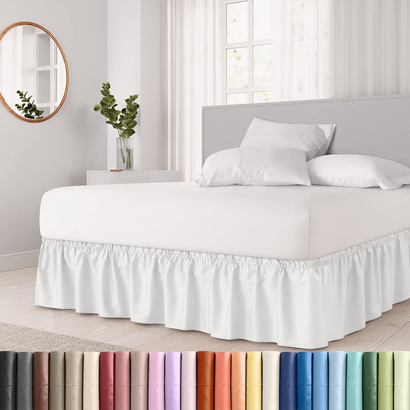 Ruffled White Queen Bed Skirt – Hotel-Quality Ruffles For Queen Beds With 15 I