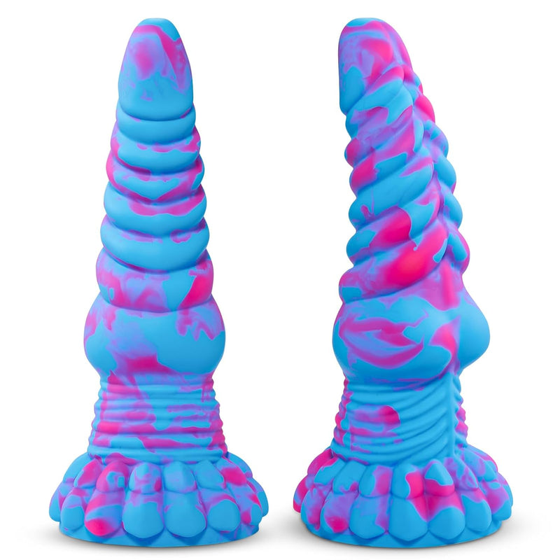 Huge Thick Silicone Dragon Dildo with Suction Cup - 8.7" Knot Design