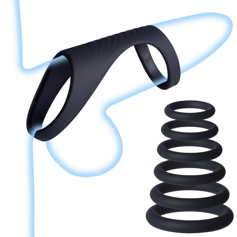 Penis Ring Set Sex Toys, 6Pcs Male Adjustable Cock Rings For Men Erection Sex, Longer Stronger Harder Cockring, Erection Enhancing Devices Pleasure For Couples