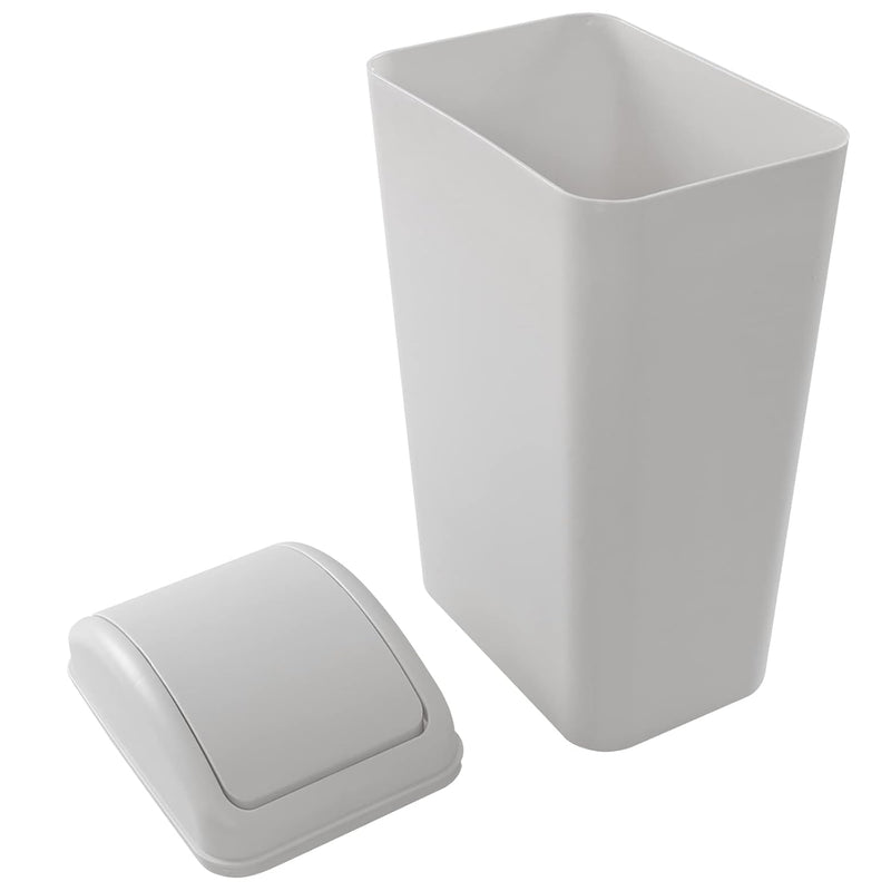Swing Lid Trash Can, Greyish Plastic, 14 L Capacity