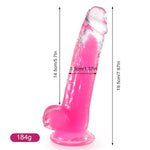 Pink Dildo Realistic,7.6 In Glow In The Dark Dildo With Strong Suction Cup,Soft Sex Toys For Men Women Couples