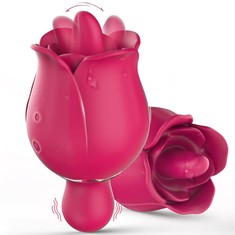 Rose Toy Vibrator For Women, Clitoral Tongue Licking Toy Mini Small Vibrators With 9 Modes & 9 Powerful Vibration, Waterproof Adult Sex Toys For Couples