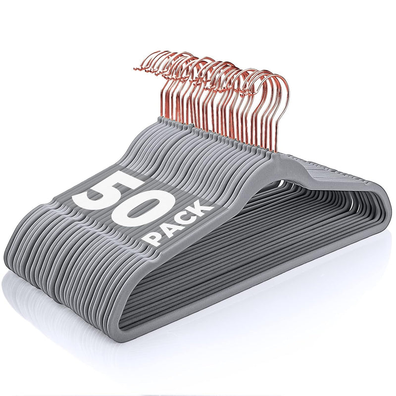 Velvet Hangers 50 Pack, Non-Slip Hangers With 360 Degree Swivel Hook, Space Savi