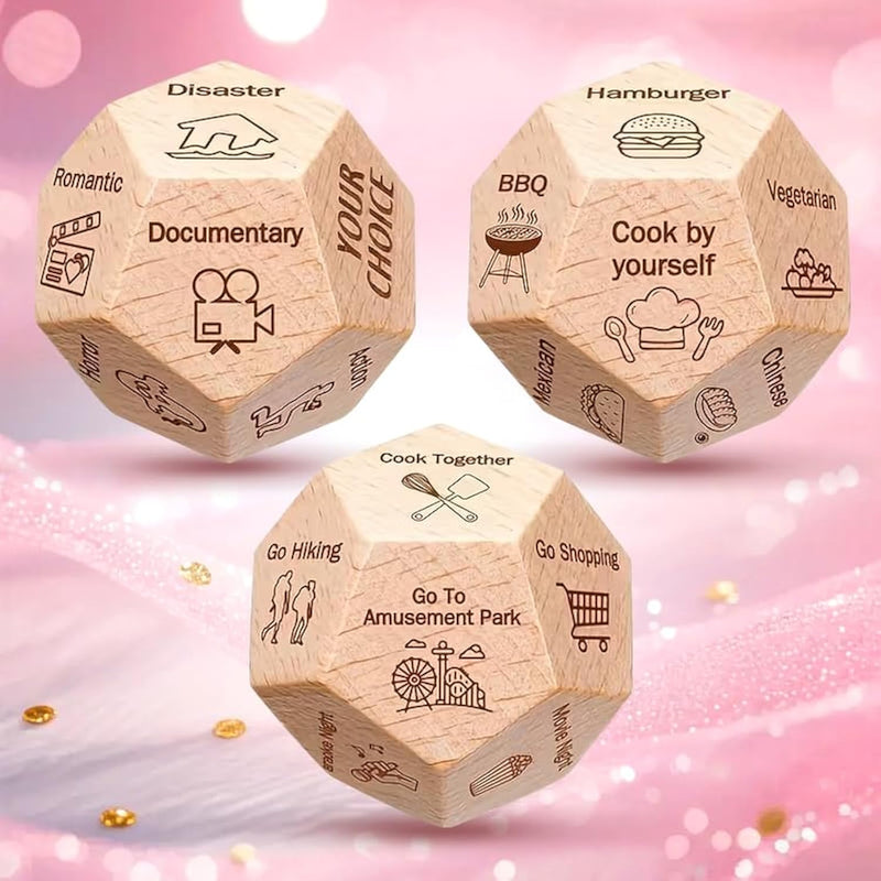 3Pcs Stocking Stuffers Adults Dice Set For Couples Food Date Night Dice, White Elephant Gifts Couples Games Christmas Dice Gifts For Boyfriend Gifts For Him
