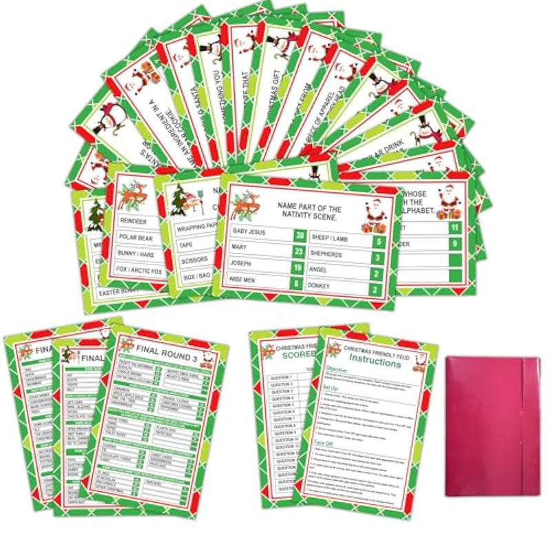 Christmas Friendly Feud Game, Christmas Feud Trivia Quiz, Family Group Games, Holiday Games For Adults, Family Trivia Game For Groups, Winter Party Supplies Decoration -A06