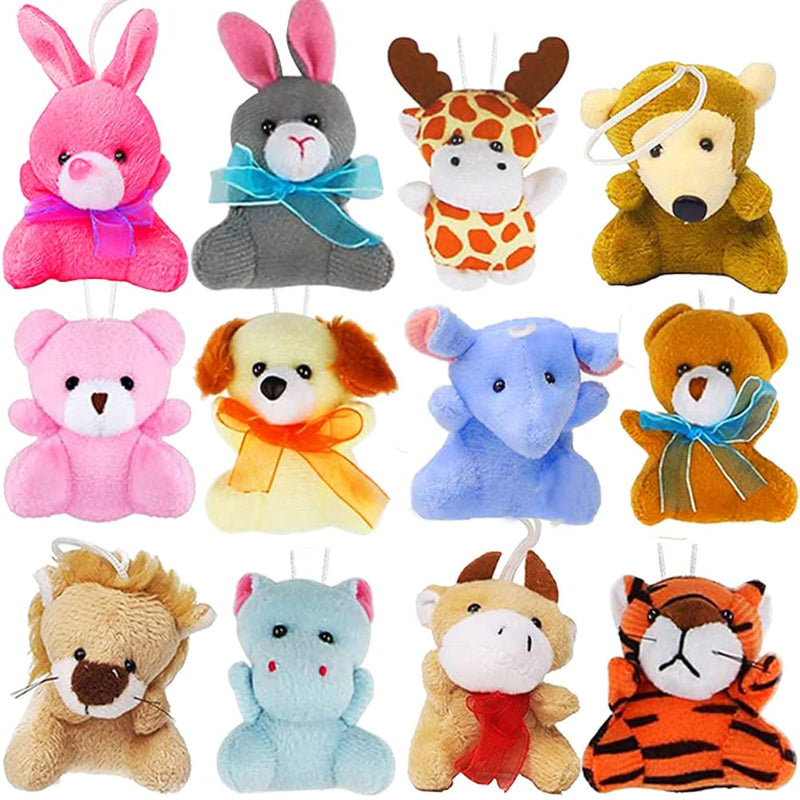12Pcs Mini Animal Plush Toy Set, Cute Small Plush Stuffed Animals Keychain For