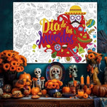 Giant Day of the Dead Coloring Poster, Sugar Skull Party Tablecloth & Banner
