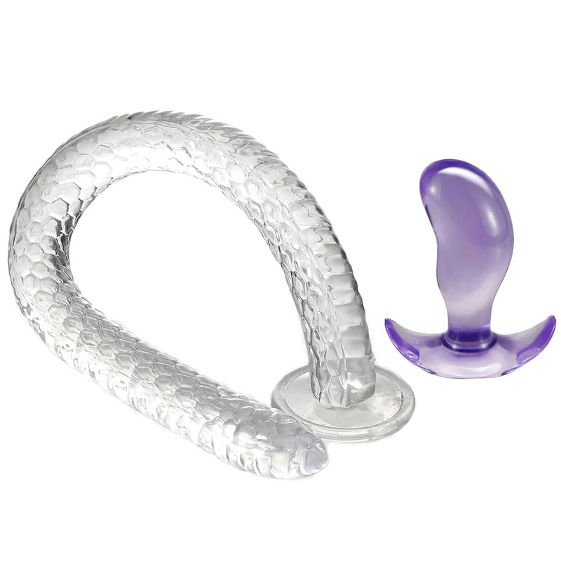 7 Inch Purple Mango Butt Plugs + 28.34 Inch Clear Dragon Dildos