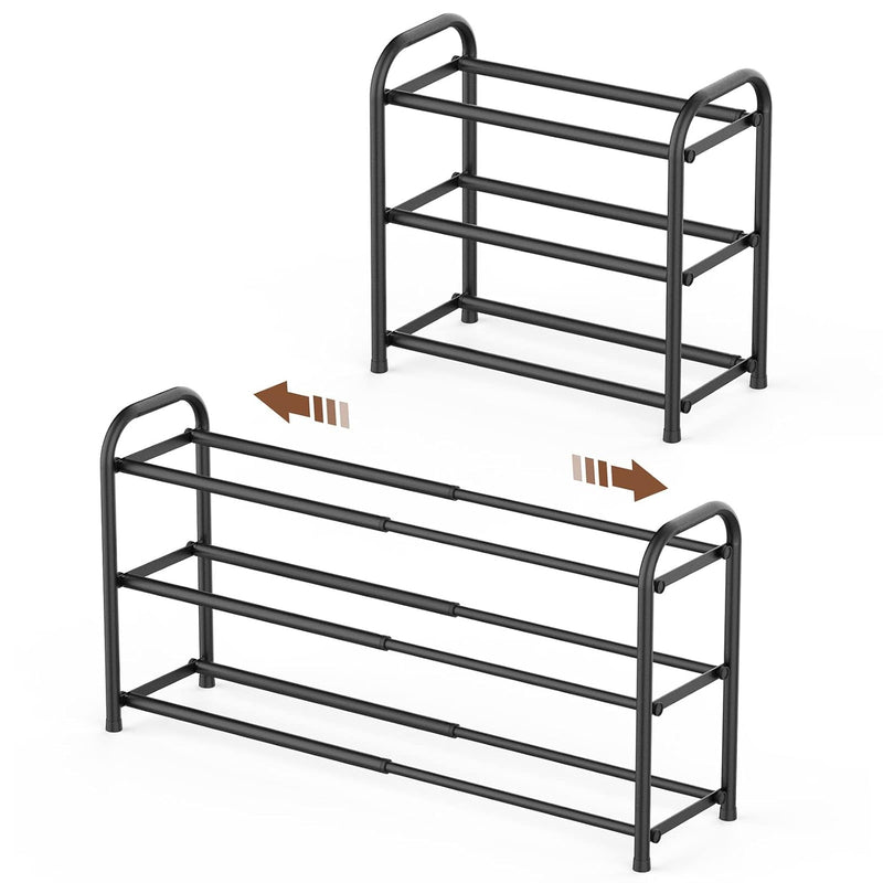 3-Tier Expandable Shoe Rack,Adjustable Shoe Shelf Storage Organizer Heavy Duty M